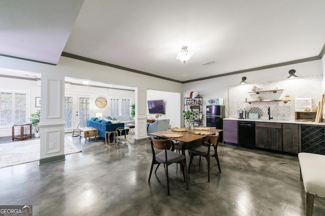 2005 Westbourne Way, Alpharetta, GA 30022 - dining room featuring finished concrete flooring and crown molding