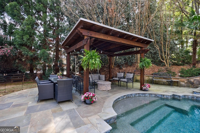 2005 Westbourne Way, Alpharetta, GA 30022 - view of swimming pool with a gazebo, a patio area, and outdoor dining space