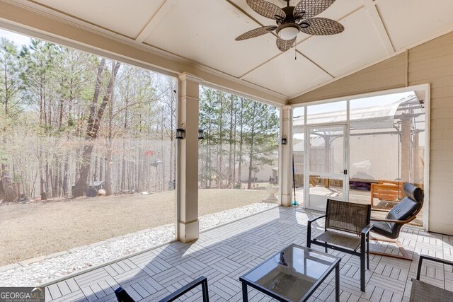 view of patio with a ceiling fan
