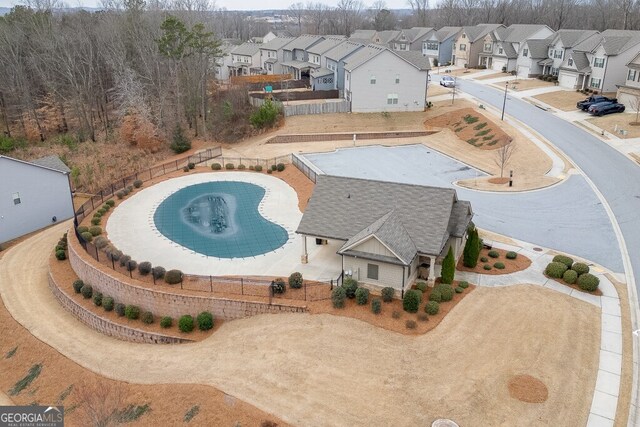 aerial view featuring a residential view