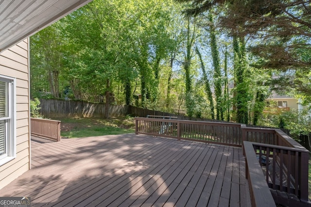 deck featuring a fenced backyard