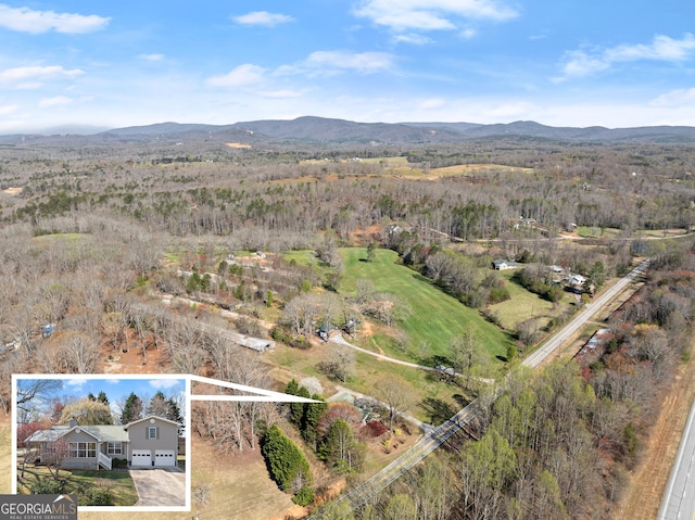 1595 Historic Old Highway 441, Clarkesville, GA 30523 - aerial view of property and surrounding area with a mountainous background