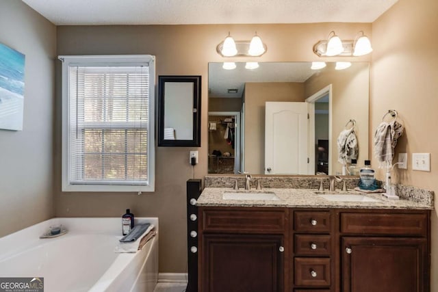 8166 N Pine Cone Dr, Villa Rica, GA 30180 - bathroom with double vanity, a sink, and a garden tub