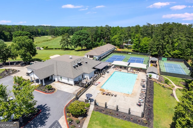 8166 N Pine Cone Dr, Villa Rica, GA 30180 - birds eye view of property featuring a view of trees
