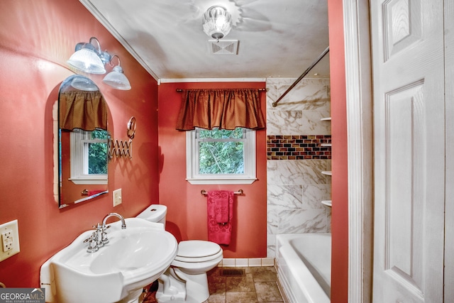 256 Black Rock Mountain Pkwy, Clayton, GA 30525 - bathroom featuring baseboards, visible vents, a sink, and toilet