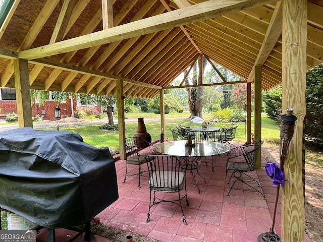 256 Black Rock Mountain Pkwy, Clayton, GA 30525 - view of patio / terrace featuring a gazebo, outdoor dining area, and area for grilling