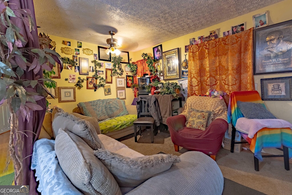 549 N Peter St, Athens, GA 30601 - carpeted living area featuring a textured ceiling