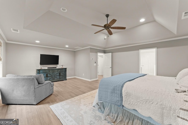 6635 Canyon Cv, Cumming, GA 30028 - bedroom featuring light wood-type flooring, visible vents, and recessed lighting