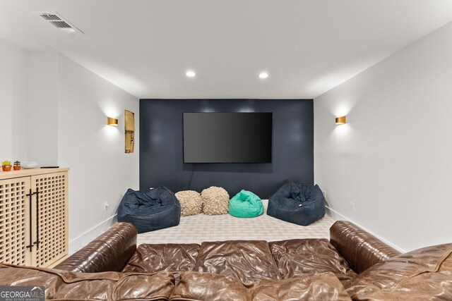 6635 Canyon Cv, Cumming, GA 30028 - home theater room featuring baseboards, visible vents, and recessed lighting