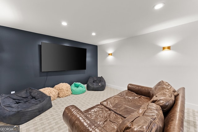 6635 Canyon Cv, Cumming, GA 30028 - carpeted home theater room with baseboards and recessed lighting
