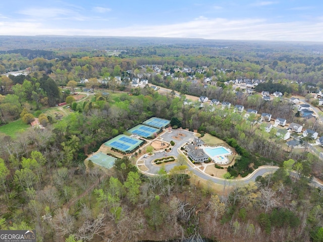 6635 Canyon Cv, Cumming, GA 30028 - birds eye view of property featuring a wooded view