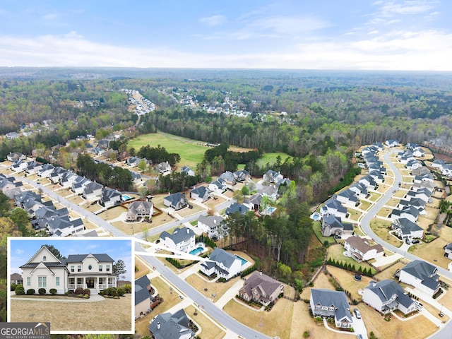 6635 Canyon Cv, Cumming, GA 30028 - bird's eye view with a residential view and a forest view