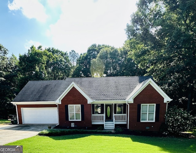 4100 Jewel Rdg, Monroe, GA 30655 - ranch-style house with brick siding, a porch, and a front lawn