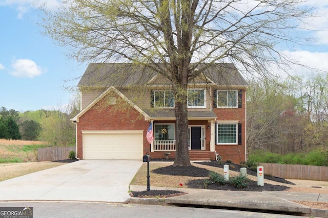 830 Buffington Way, Canton, GA 30115 - traditional-style home with brick siding, driveway, and fence