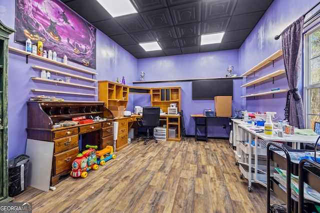 office area featuring wood finished floors