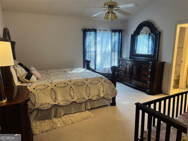 bedroom with carpet and a ceiling fan