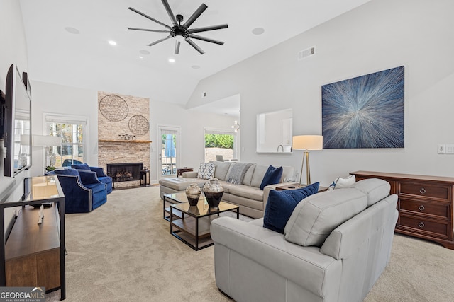 2105 Rotunda Ct, Conyers, GA 30094 - living area with light carpet, visible vents, and plenty of natural light