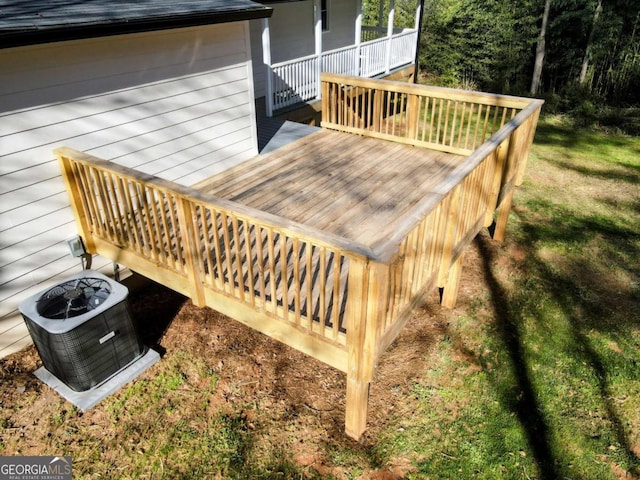 deck featuring central air condition unit