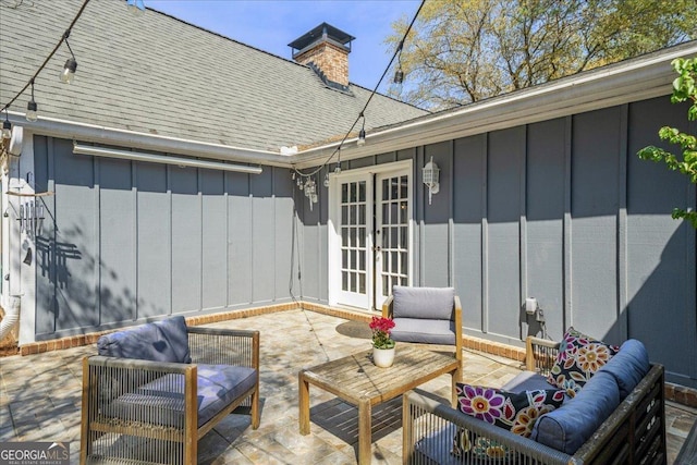 view of patio / terrace featuring french doors and an outdoor hangout area