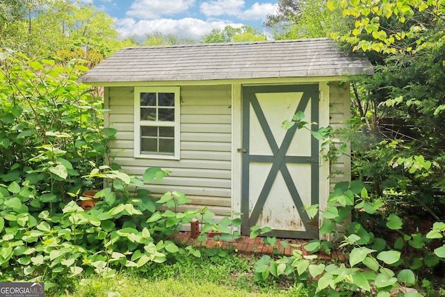 view of shed