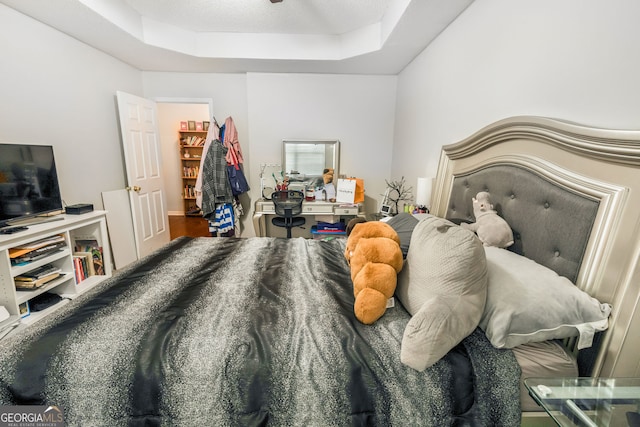 bedroom featuring a tray ceiling