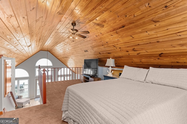 109 Shelton Ln, Eatonton, GA 31024 - sitting room featuring lofted ceiling, baseboards, visible vents, ceiling fan, and wooden ceiling