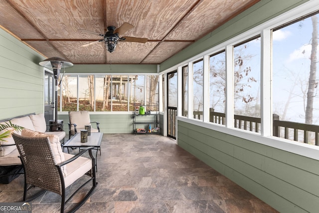 109 Shelton Ln, Eatonton, GA 31024 - sunroom featuring ceiling fan
