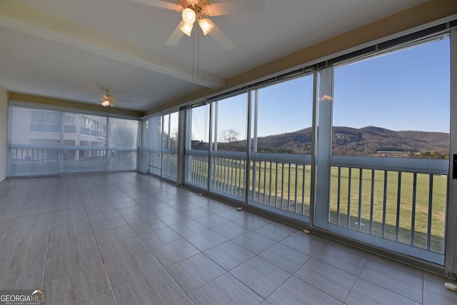 3112 Allison Ct, Young Harris, GA 30582 - unfurnished sunroom with a mountain view and tile patterned flooring