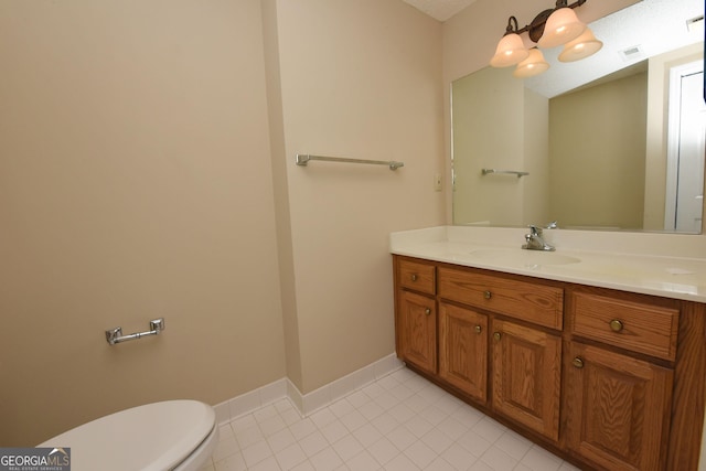3112 Allison Ct, Young Harris, GA 30582 - bathroom featuring baseboards, toilet, tile patterned flooring, and vanity