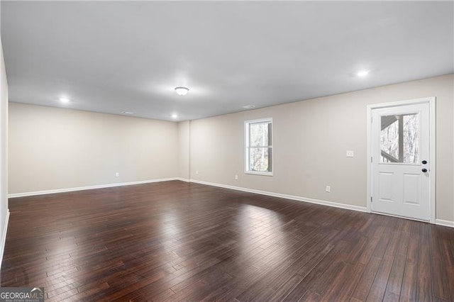 5726 Ridgewater Cir, Gainesville, GA 30506 - empty room featuring baseboards, recessed lighting, and dark wood-type flooring