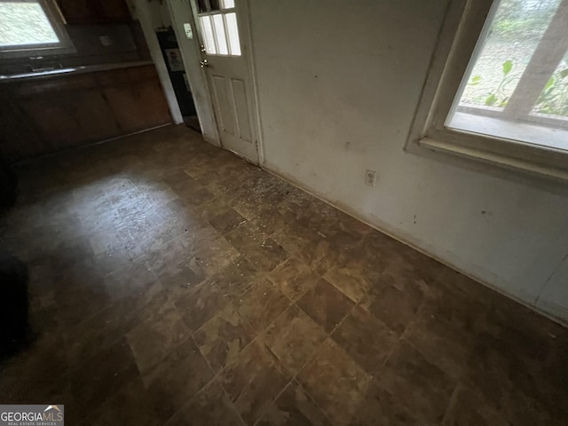 interior space with dark floors