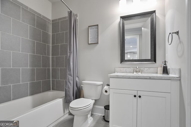 11395 Crestview Ter, Johns Creek, GA 30024 - full bath featuring toilet, baseboards, shower / tub combo, and vanity