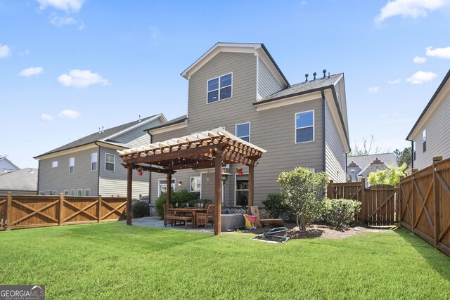 11395 Crestview Ter, Johns Creek, GA 30024 - rear view of house featuring a pergola, a patio area, and a gate