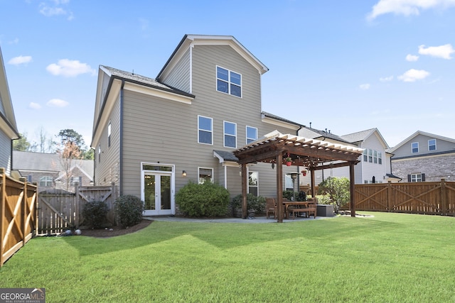 11395 Crestview Ter, Johns Creek, GA 30024 - back of house with a pergola, a gate, a patio, and french doors