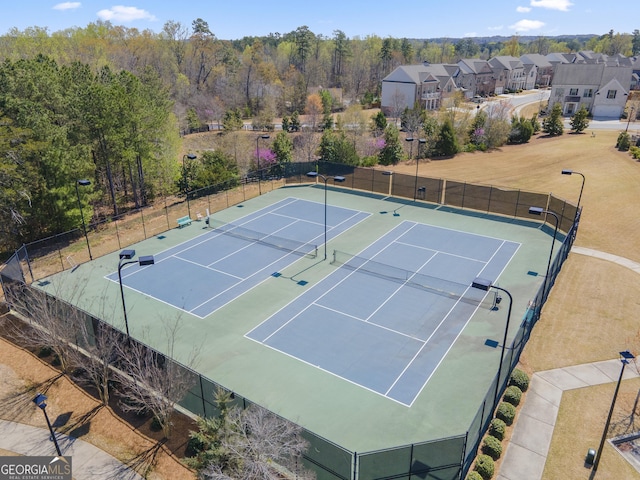 11395 Crestview Ter, Johns Creek, GA 30024 - view of tennis court with fence, community basketball court, and a residential view