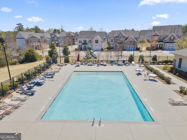 11395 Crestview Ter, Johns Creek, GA 30024 - community pool featuring a residential view, fence, and a patio