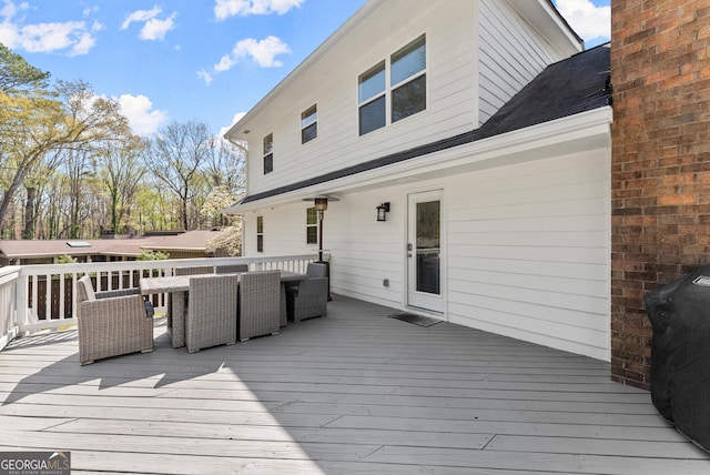 385 Jayne Ellen Way, Alpharetta, GA 30009 - wooden terrace with outdoor dining space