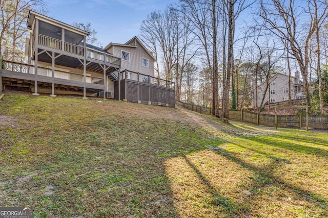 4519 Glenforest Dr NE, Roswell, GA 30075 - view of yard featuring a wooden deck, fence, and stairs