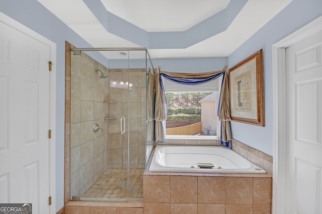 1210 Spring Branch Ct, Lawrenceville, GA 30045 - bathroom featuring a garden tub and a stall shower