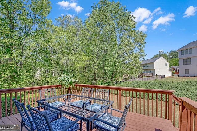 1210 Spring Branch Ct, Lawrenceville, GA 30045 - deck featuring outdoor dining area and a residential view