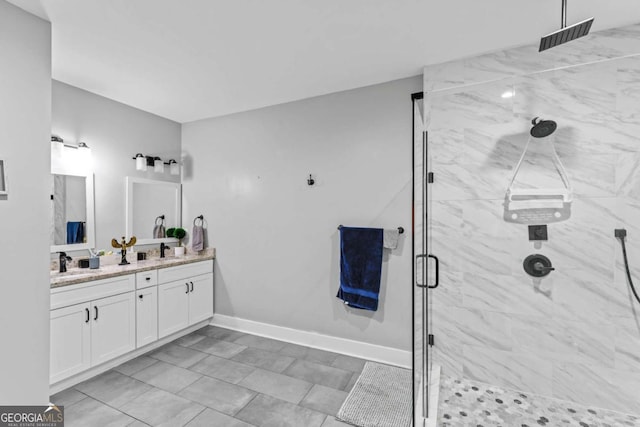 1115 Martin Luther King Jr Dr SW, Atlanta, GA 30314 - full bath with double vanity, a sink, a marble finish shower, and baseboards