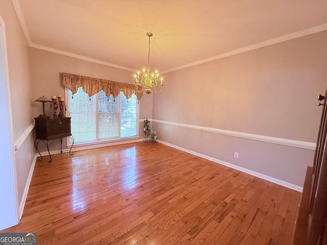 5045 Southern Trace Dr, Gainesville, GA 30504 - unfurnished dining area with light wood-style flooring, a chandelier, ornamental molding, and baseboards