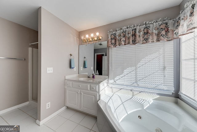 5045 Southern Trace Dr, Gainesville, GA 30504 - full bathroom with vanity, plenty of natural light, a tub with jets, and tile patterned floors