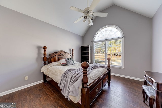 5045 Southern Trace Dr, Gainesville, GA 30504 - bedroom featuring vaulted ceiling, baseboards, ceiling fan, and wood finished floors