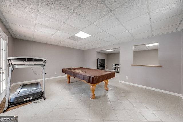 5045 Southern Trace Dr, Gainesville, GA 30504 - playroom with a drop ceiling, baseboards, and pool table