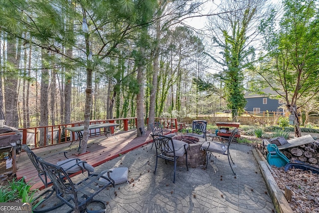 5045 Southern Trace Dr, Gainesville, GA 30504 - view of patio with a fire pit and a wooden deck