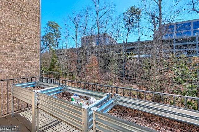 balcony with a fire pit