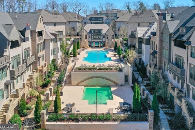 aerial view with a residential view