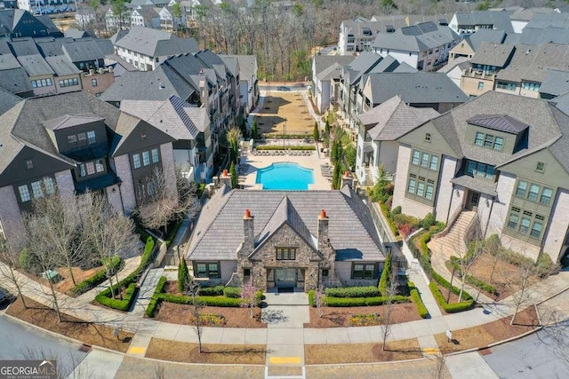 aerial view with a residential view