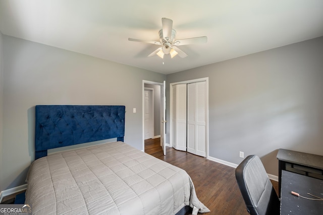 4329 Cedar Valley Ln, Conley, GA 30288 - bedroom featuring wood finished floors, a closet, and a ceiling fan